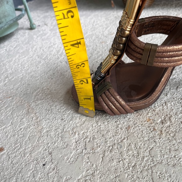 Tory Burch leather Sz 8 metallic bronze gold gladiator high heels pump shoes - Picture 12 of 13